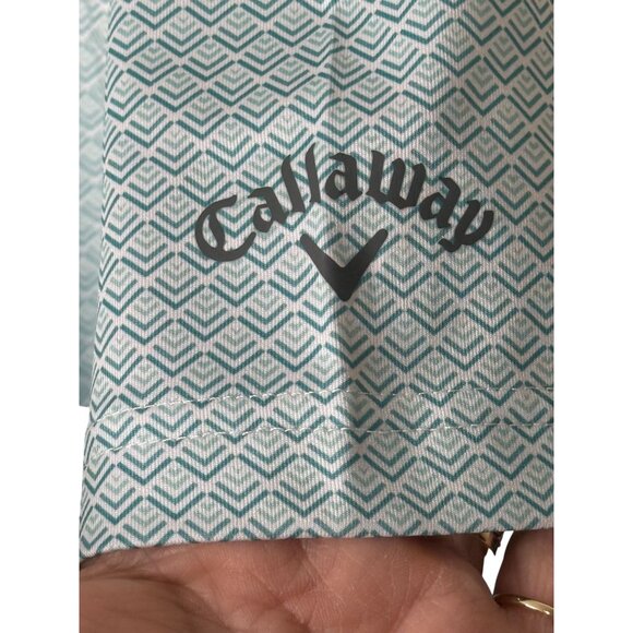 Callaway Mens Swing Tech Opti-Dri Polo Shirt XXL Light Blue Geometric Pattern - Picture 4 of 9